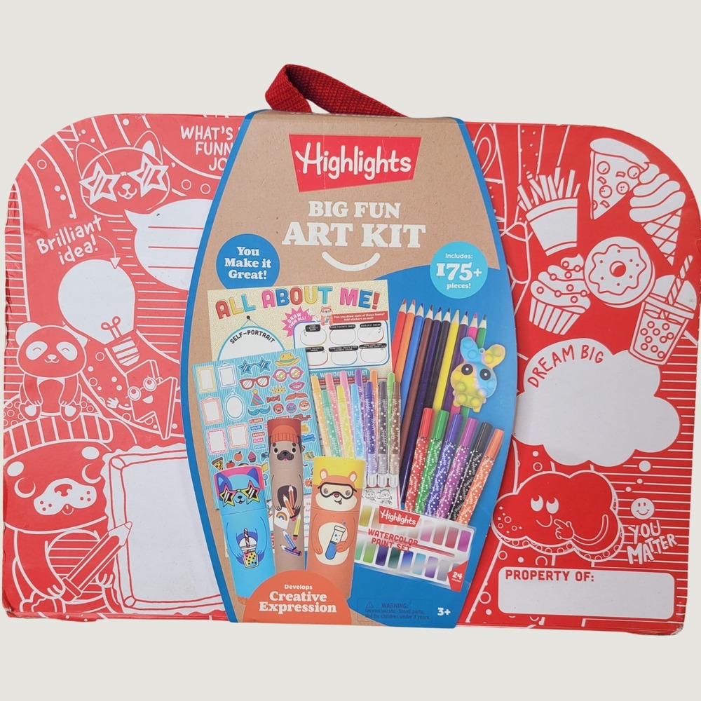 Highlights Big Fun Art Kit 175+ Pieces Kids Watercolor Markers Pencils L3AK0011